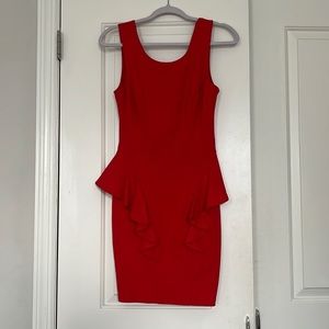 Red Lipsy side peplum dress